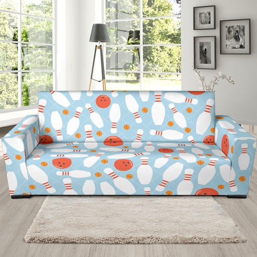 Bowling Ball Bowling Pins Blue Blackground Sofa Slipcover