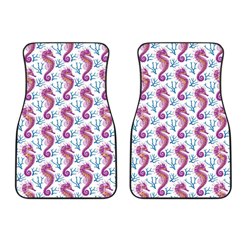 Purple Seahorse Blue Coral Pattern Front Car Mats