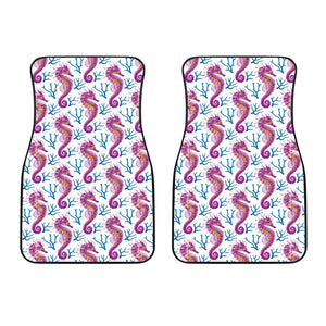 Purple Seahorse Blue Coral Pattern Front Car Mats