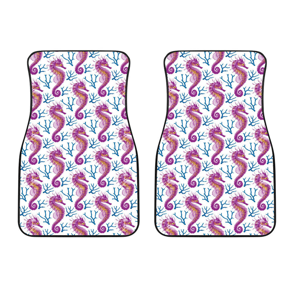 Purple Seahorse Blue Coral Pattern Front Car Mats