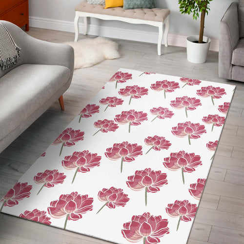 Pink Lotus Waterlily Pattern Area Rug