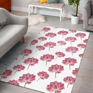 Pink Lotus Waterlily Pattern Area Rug