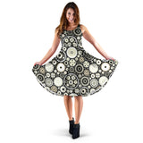 Gear Pattern Print Design 02 Sleeveless Midi Dress