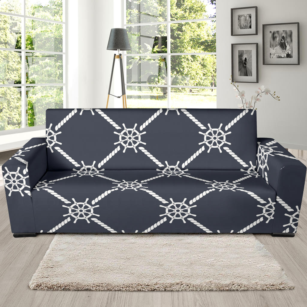 Nautical Steering Wheel Rope Pattern Sofa Slipcover