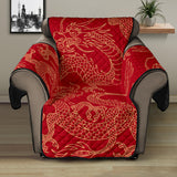 Gold dragons red background Recliner Cover Protector