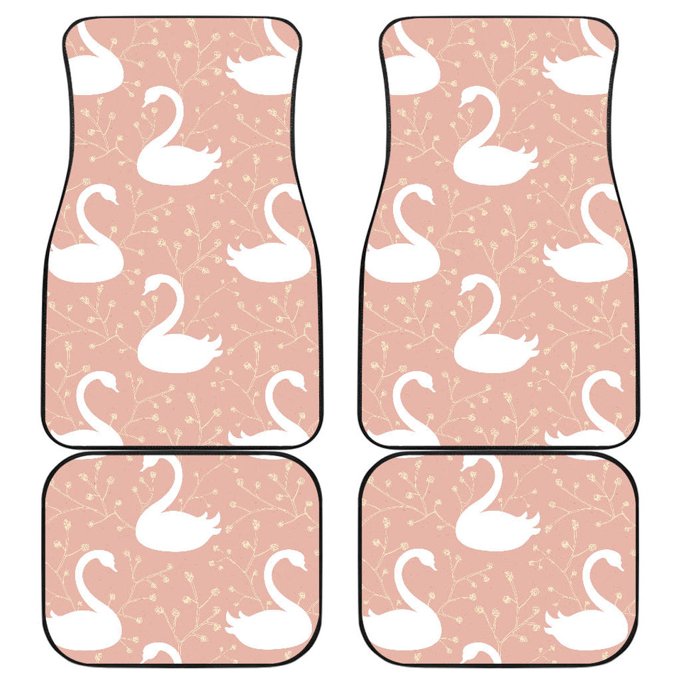 Swan Flower Light Pink Background Front And Back Car Mats