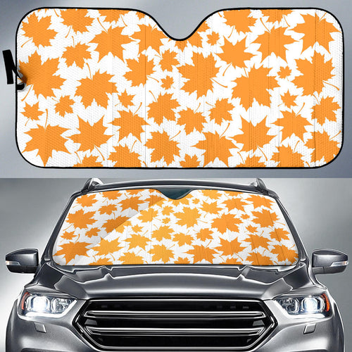 Orange Maple Leaf Pattern Car Sun Shade