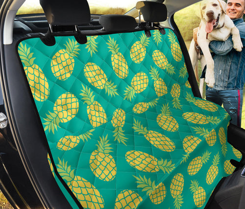 Pineapples Pattern Green Background Dog Car Seat Covers