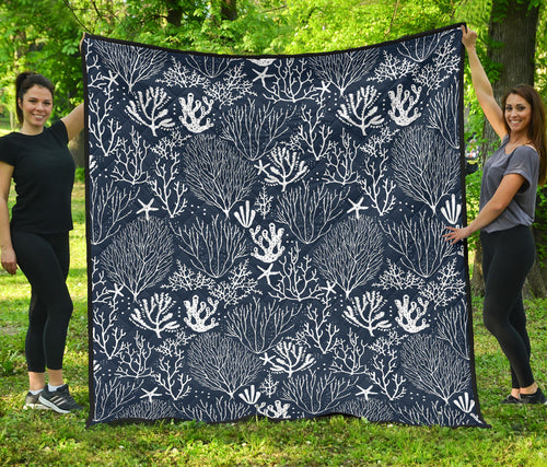 Coral Reef Pattern Print Design 05 Premium Quilt