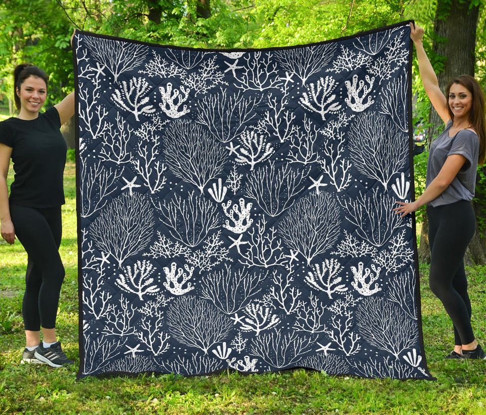 Coral Reef Pattern Print Design 05 Premium Quilt