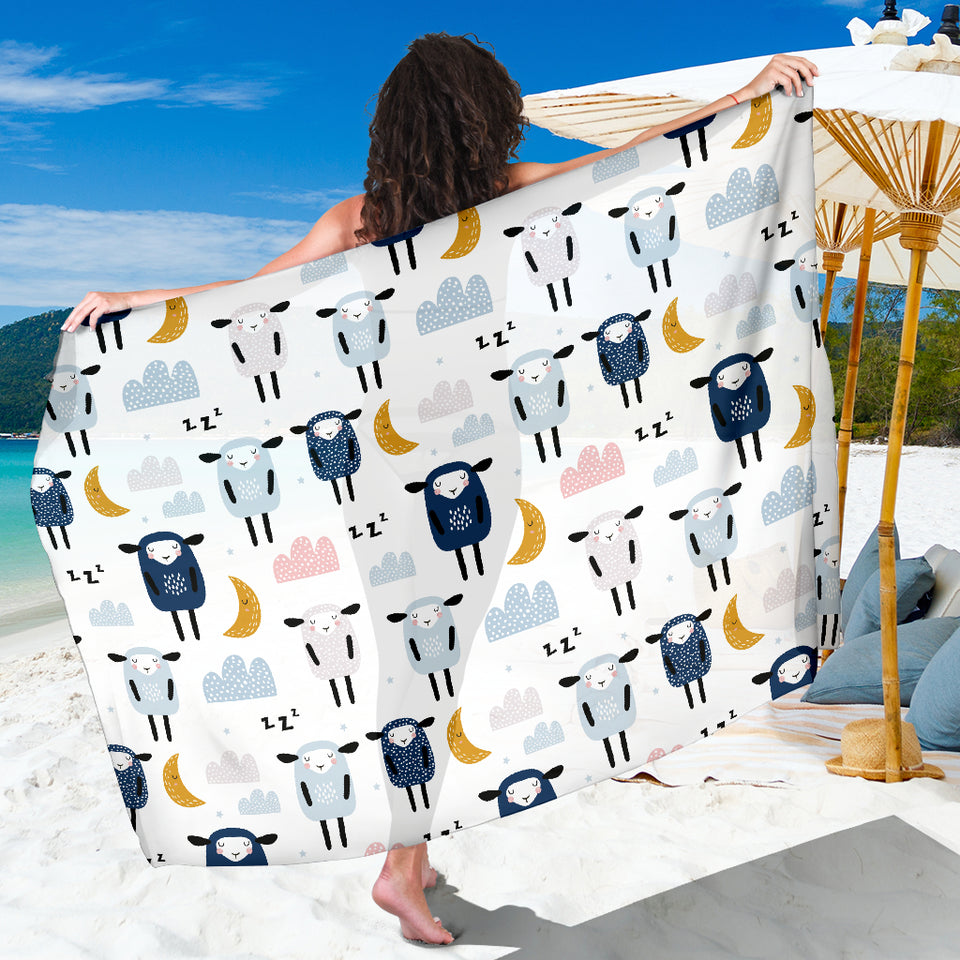 Cute Sleeping Sheep Moon Cloud Pattern Sarong
