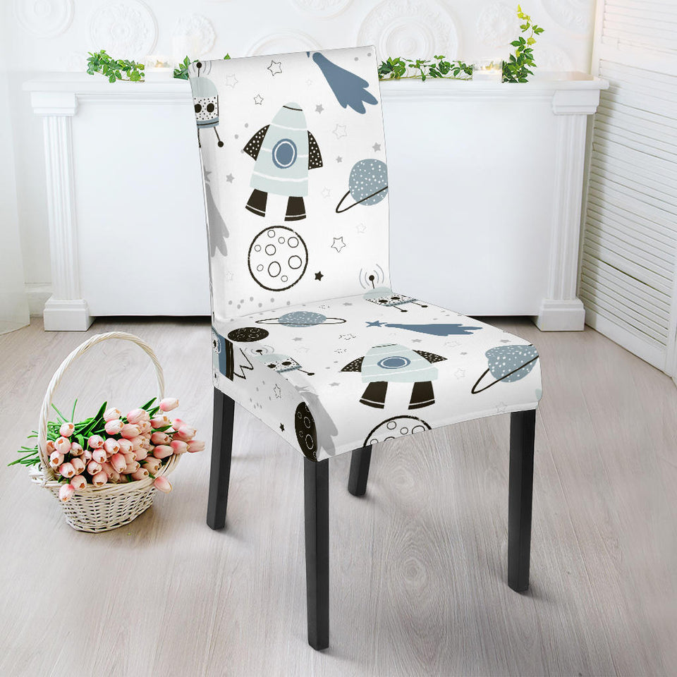 Hand Drawn Space Elements Space Rocket Star Planet Space Probe Dining Chair Slipcover