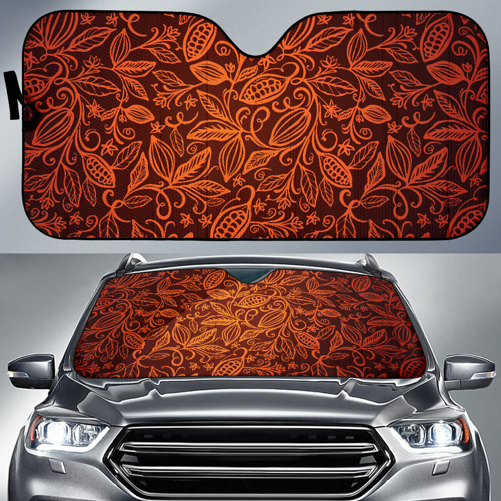 Cocoa Beans Tribal Polynesian Pattern Car Sun Shade