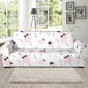 Poodle Dog Rose Cake Pattern Sofa Slipcover