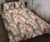 Peacock tropical flower pattern Quilt Bed Set