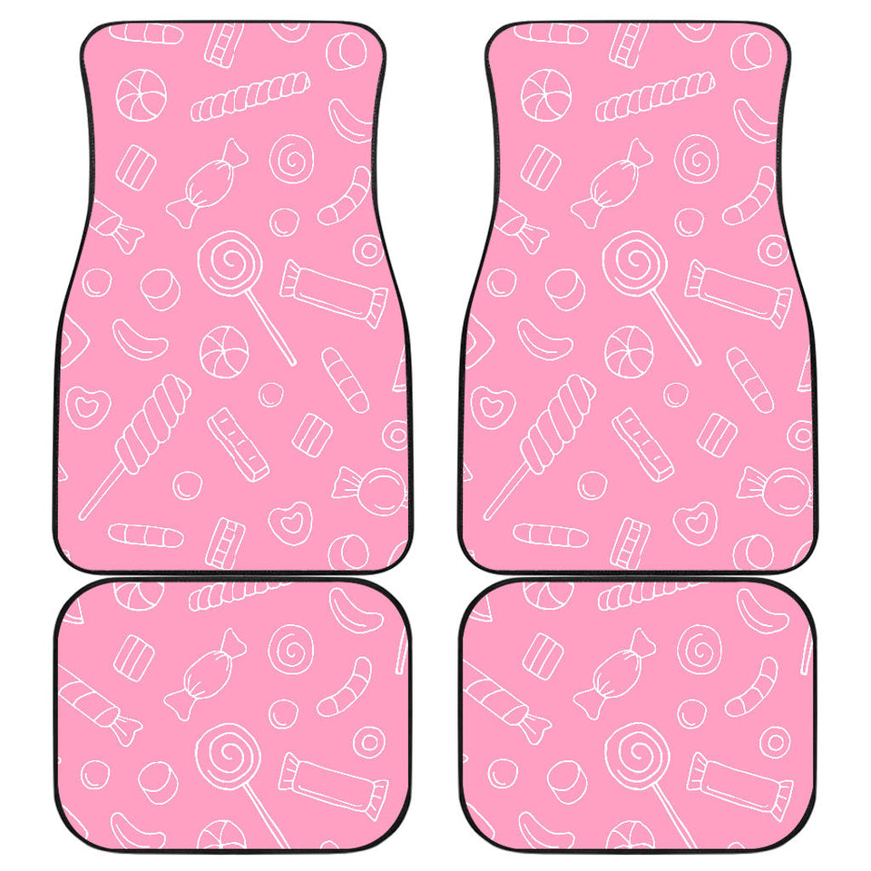 Sweet Candy Pink Background Front And Back Car Mats