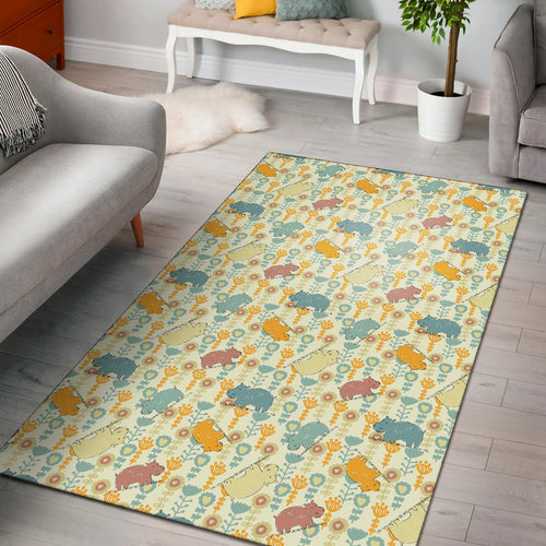 Hippopotamus Pattern Print Design 04 Area Rug