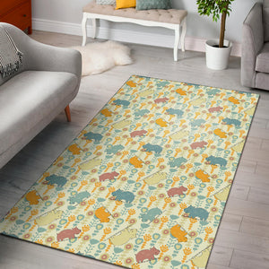 Hippopotamus Pattern Print Design 04 Area Rug