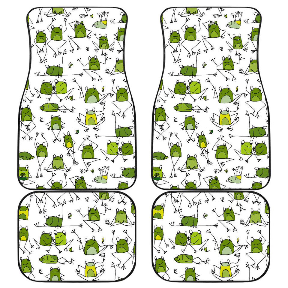Sketch Funny Frog Pattern Front And Back Car Mats