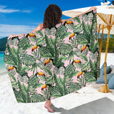 Toucan Tropical Green Jungle Palm Pattern Sarong
