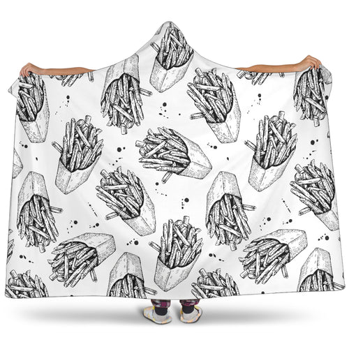 Hand Drawn French Fries Pattern Hooded Blanket