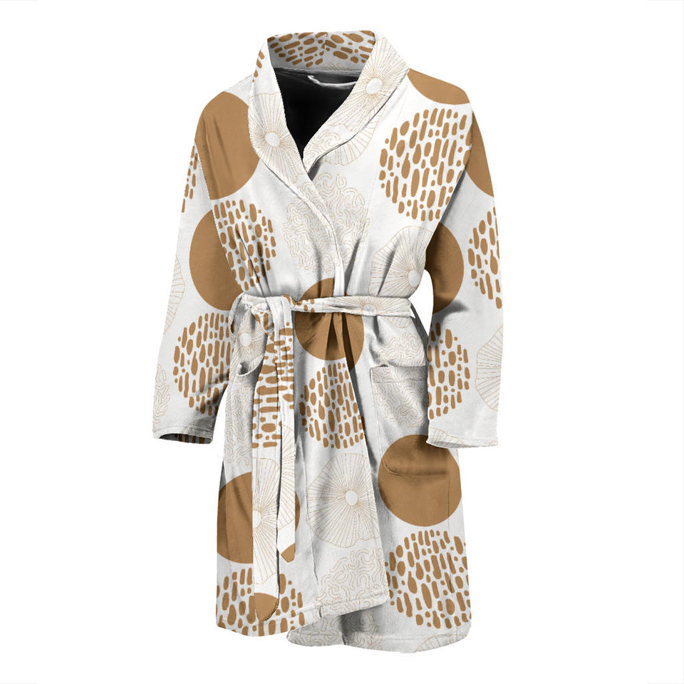 Gold Texture Mushroom Pattern Men'S Bathrobe
