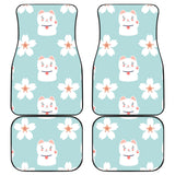 Maneki Neko Lucky Cat Sakura Front And Back Car Mats