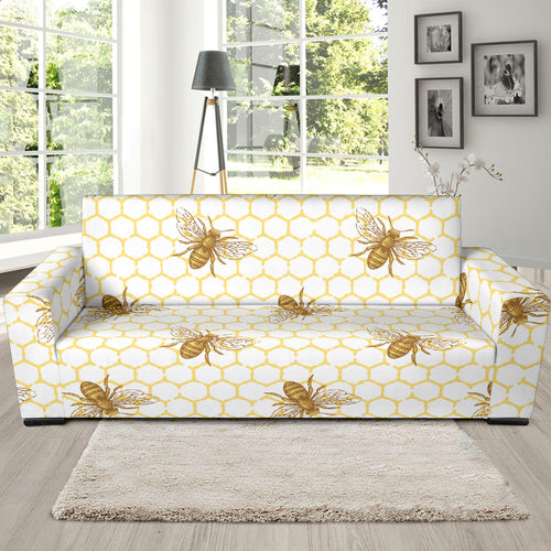 Bee Honeycomb Seamless Design Pattern Sofa Slipcover