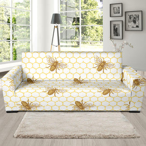 Bee Honeycomb Seamless Design Pattern Sofa Slipcover