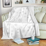Snowflake Pattern White Background Premium Blanket