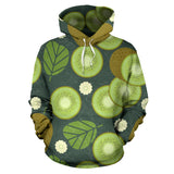 Whole Sliced Kiwi Leave And Flower Men Women Pullover Hoodie