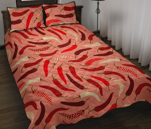Beautiful Chili peppers pattern Quilt Bed Set