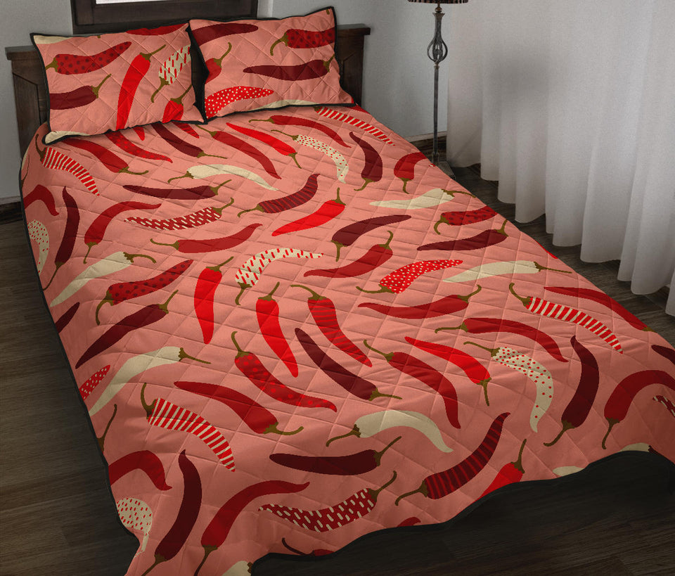 Beautiful Chili peppers pattern Quilt Bed Set