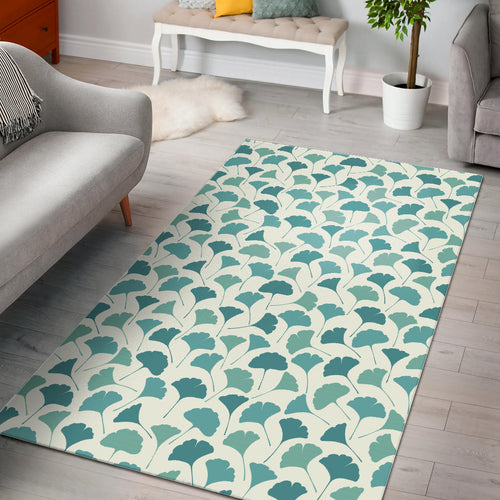 Green Ginkgo Leaves Pattern Area Rug