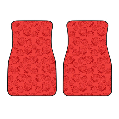 Strawberry Pattern Red Background Front Car Mats