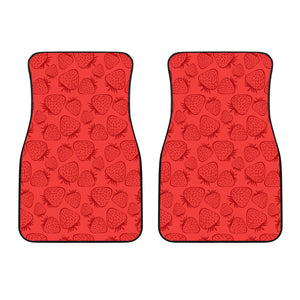 Strawberry Pattern Red Background Front Car Mats