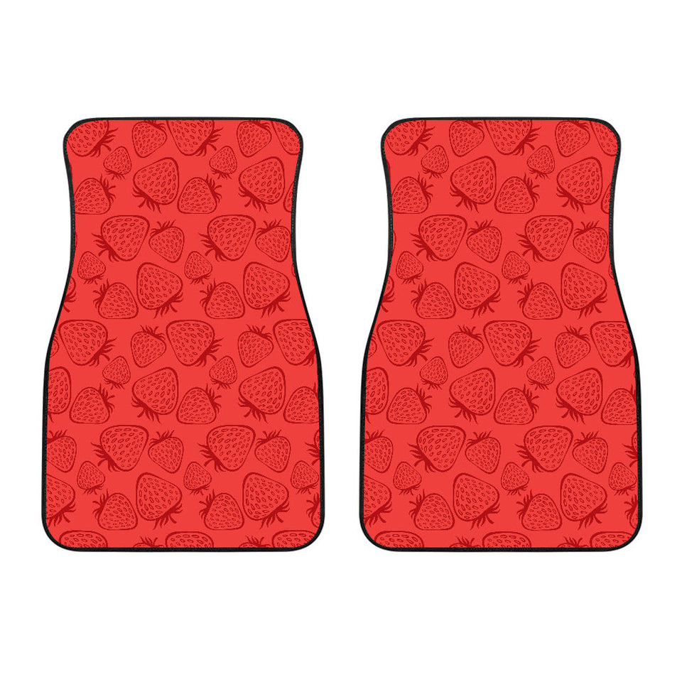 Strawberry Pattern Red Background Front Car Mats