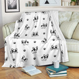 Cute French Bulldog Paw Pattern Premium Blanket