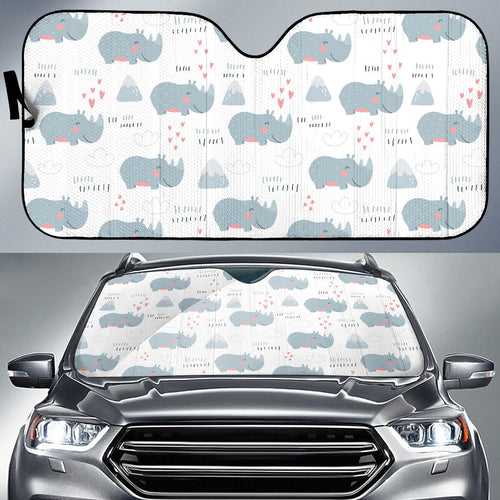 Cute Rhino Heart Pattern Car Sun Shade