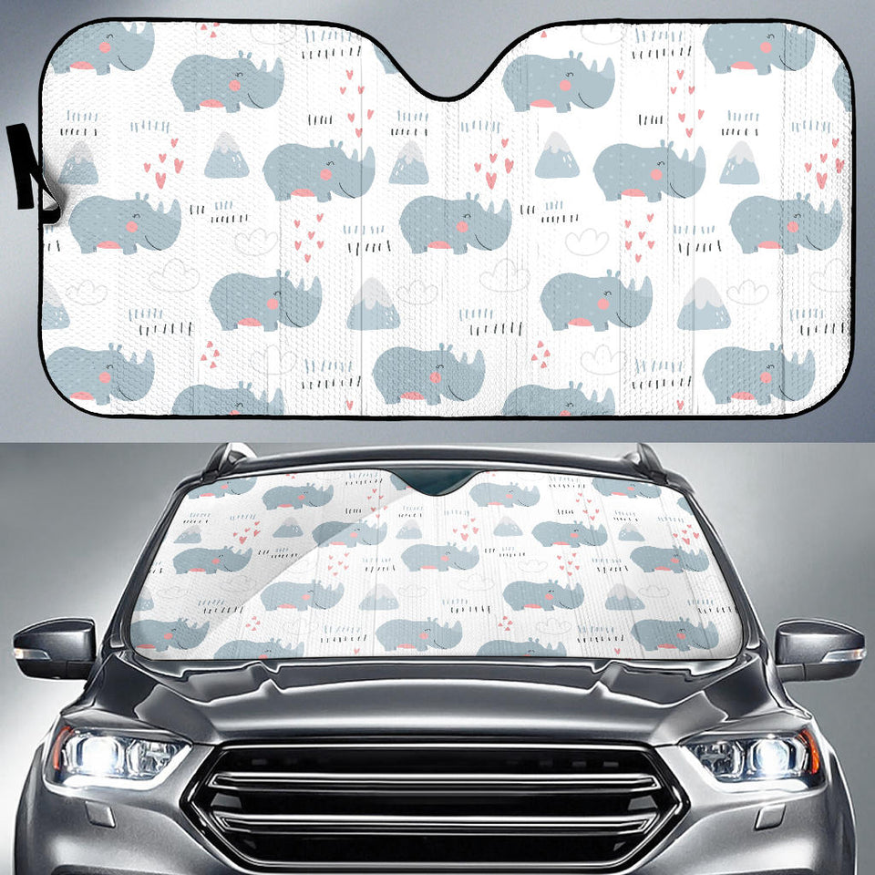 Cute Rhino Heart Pattern Car Sun Shade