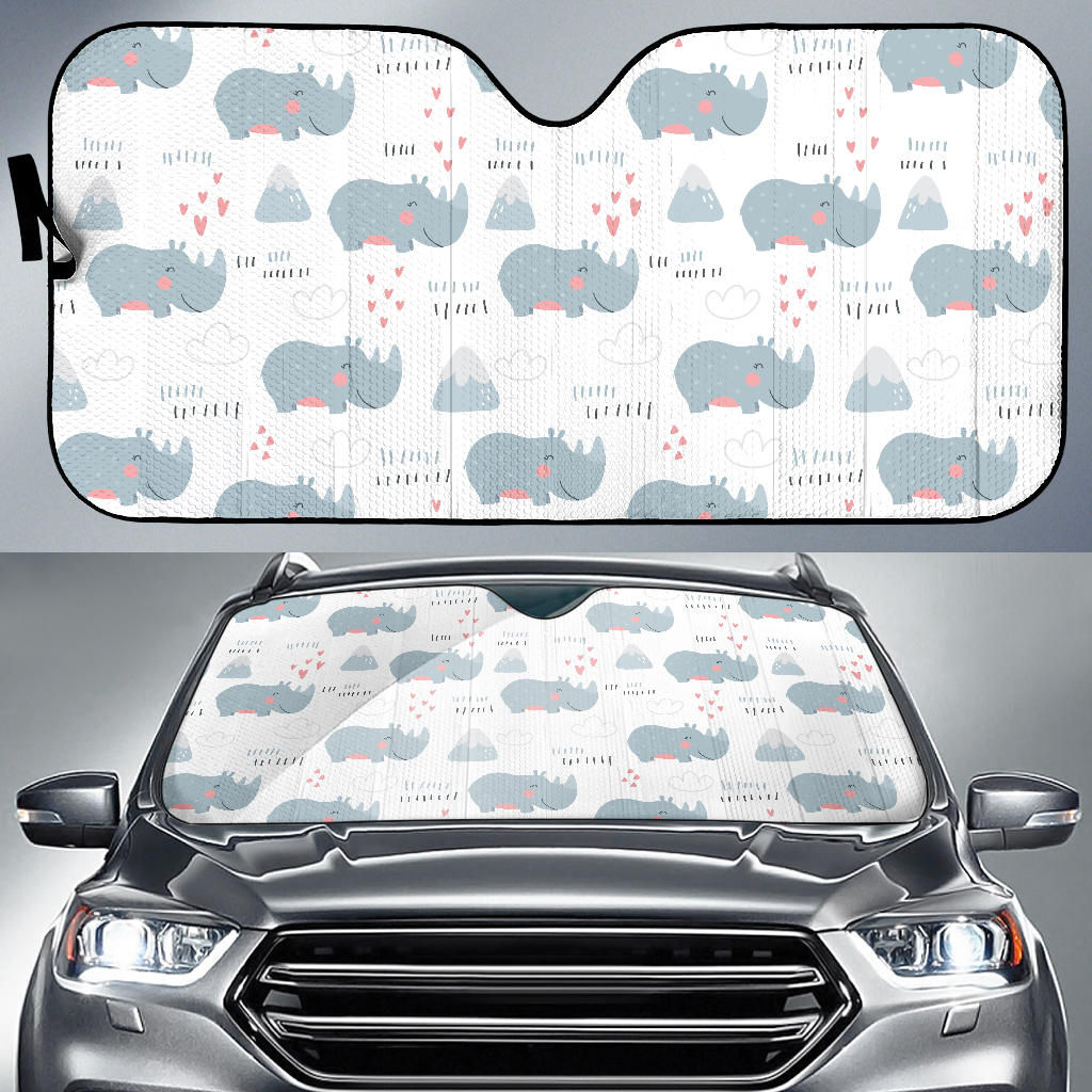 Cute Rhino Heart Pattern Car Sun Shade