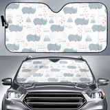 Cute Rhino Heart Pattern Car Sun Shade
