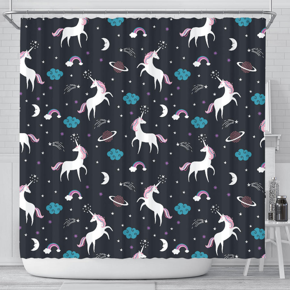 Unicorn Rainbows Moon Clound Star Pattern Shower Curtain Fulfilled In US
