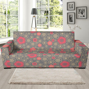 Red Gold Sakura Cherry Blossom Gray Background Sofa Slipcover