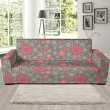 Red Gold Sakura Cherry Blossom Gray Background Sofa Slipcover