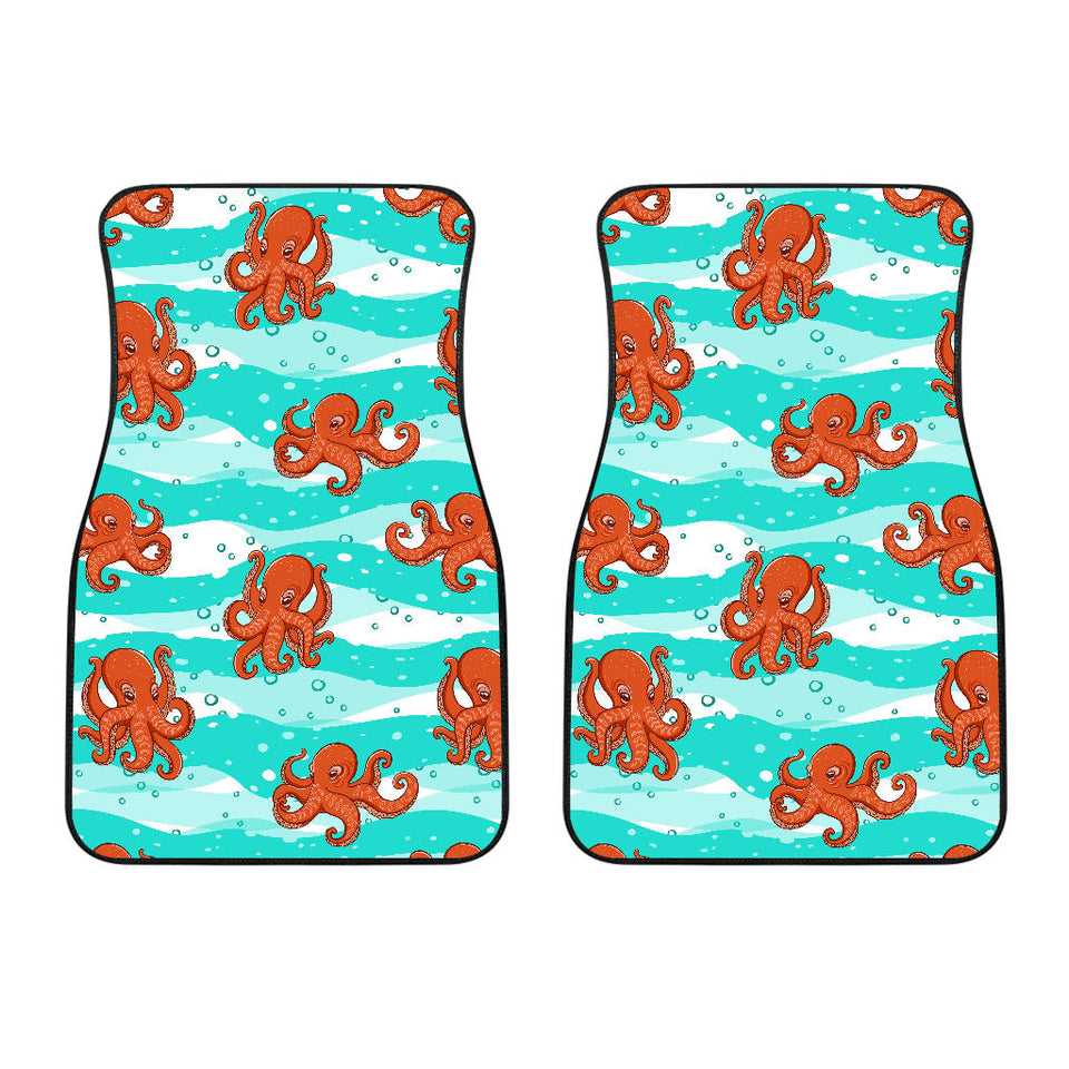 Octopuses Sea Wave Background Front Car Mats