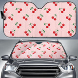 Cherry Pattern Pink Background Car Sun Shade
