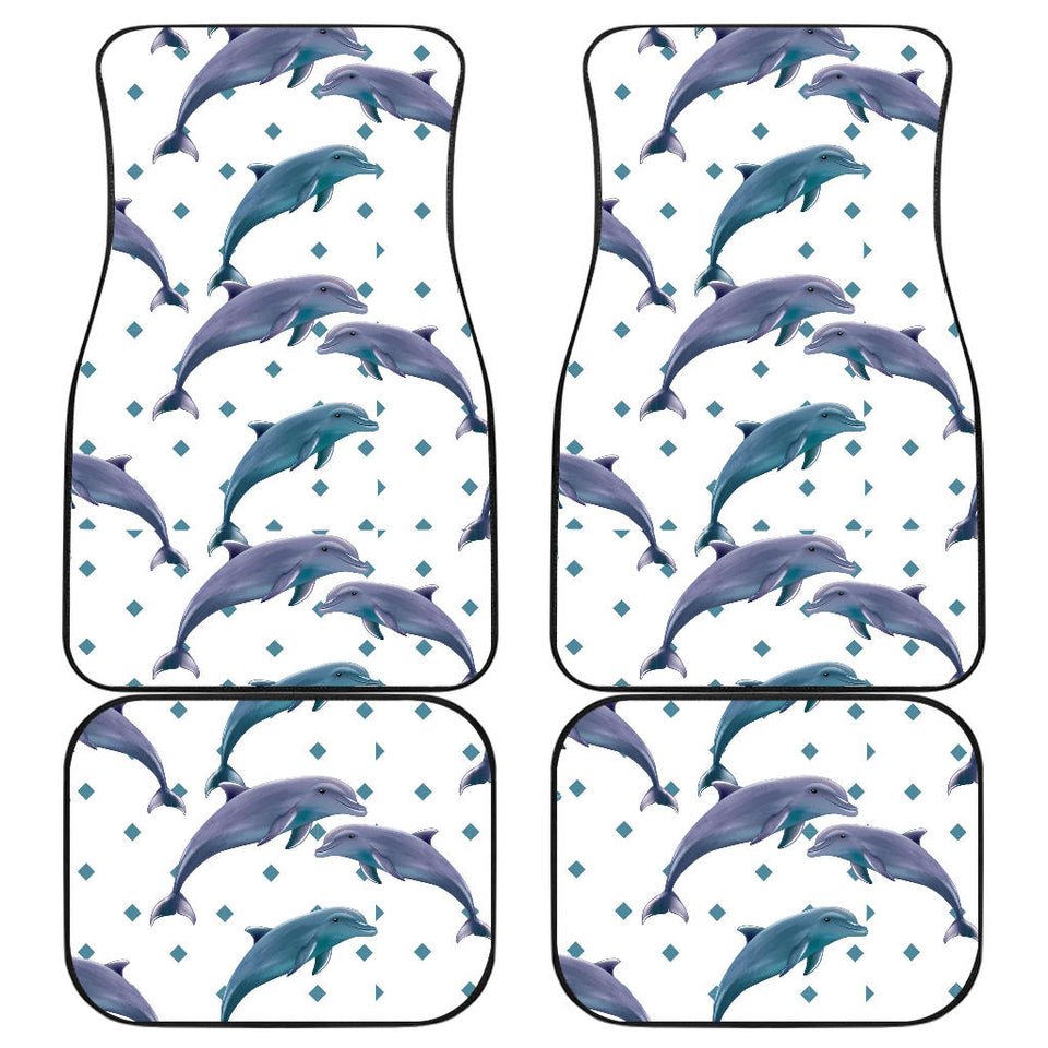 Dolphins Pattern Dotted Background Front And Back Car Mats