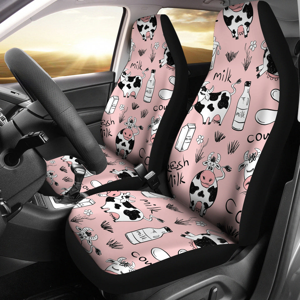 Cows Milk Product Pink Background Universal Fit Car Seat Covers