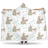 Cute Rhino Pattern Background Hooded Blanket